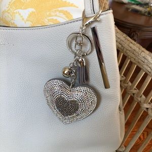 Heart Rhinestone and tassel Keychain